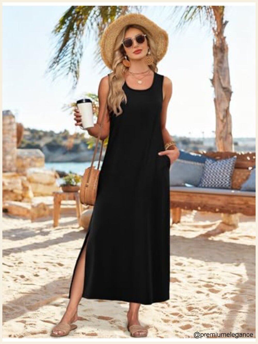 Sleeveless Maxi Dress with Pockets Summer Sundress Boho S-3XL - Picture 4 of 6